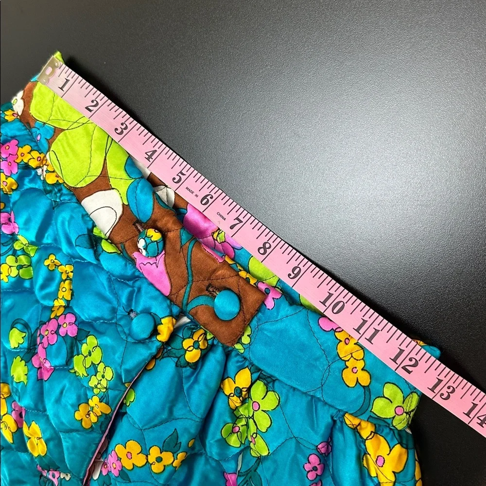 Vintage 70’s Quilted Floral Button Up Maxi Skirt XS/S Vibrant Retro Smooth Silky